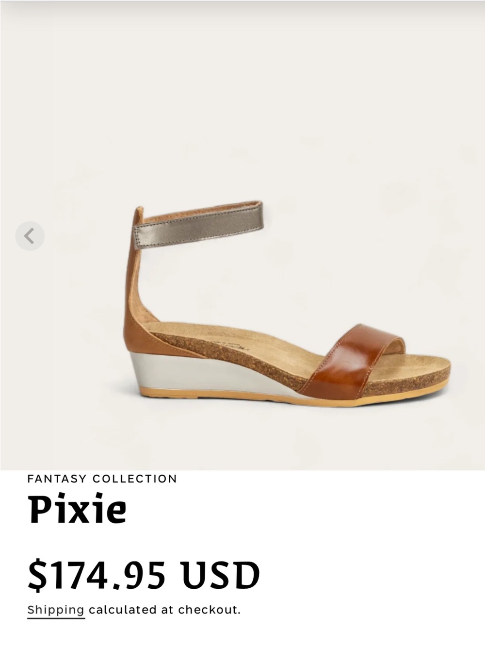 NAOT Pixie Wedge Sandal — Red/metallic silver heel 39